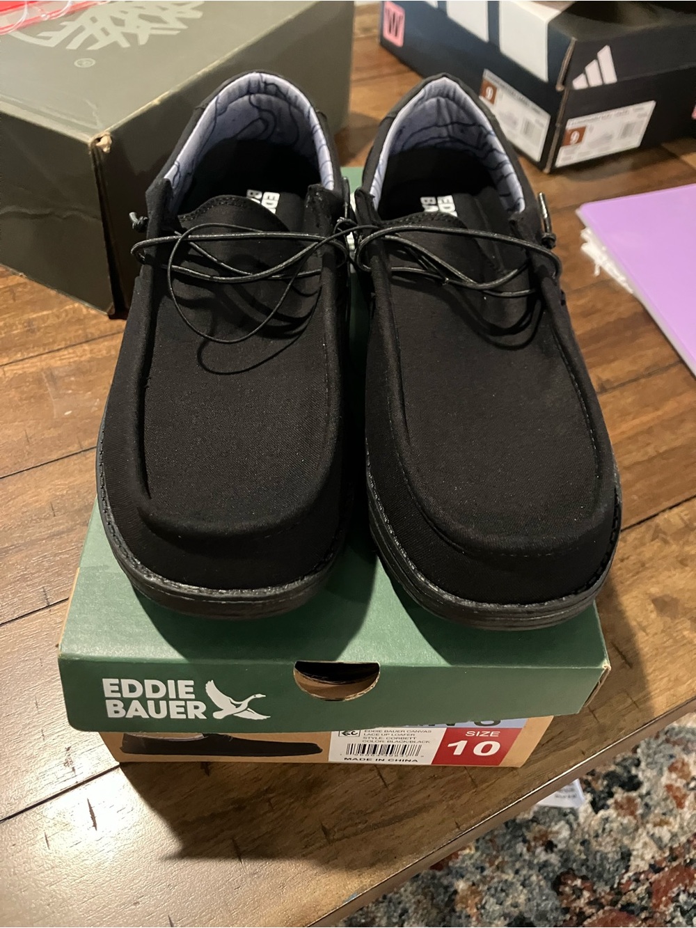 Eddie Bauer Men’s Black Casual Moc Toe Shoes Sz 10